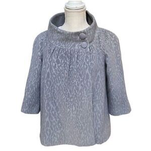 Rebecca Taylor 2 grey animal print cape pea coat